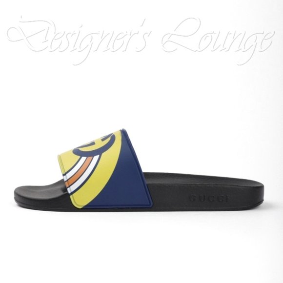 SOLD! NEW GUCCI Interlocking GG Logo Rainbow Slides 9 G / US 9.5 Flip Flops - Picture 8 of 13